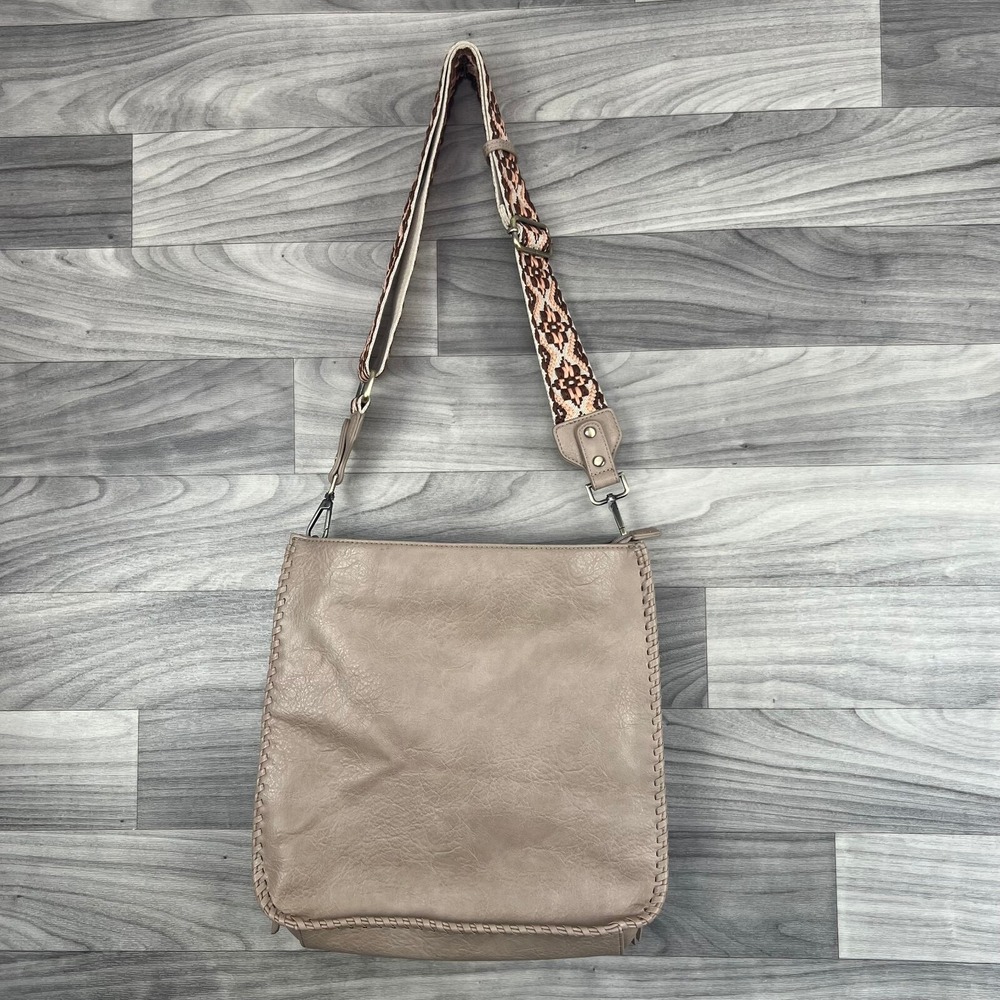 Antik Kraft Shoulder Bag‎ Womens Beige Detachable Adjustable Strap Pockets Zip